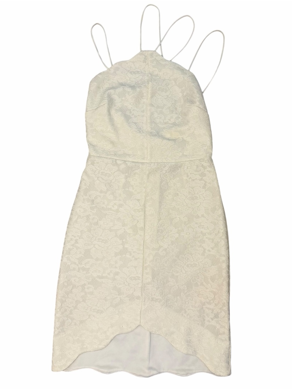 Topshop Ivory Floral Jacquard Strappy Scallop Hem Dress US 2 - Picture 1 of 5
